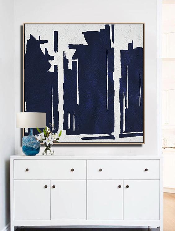 Navy Blue Minimalist Painting #NV307A - Click Image to Close